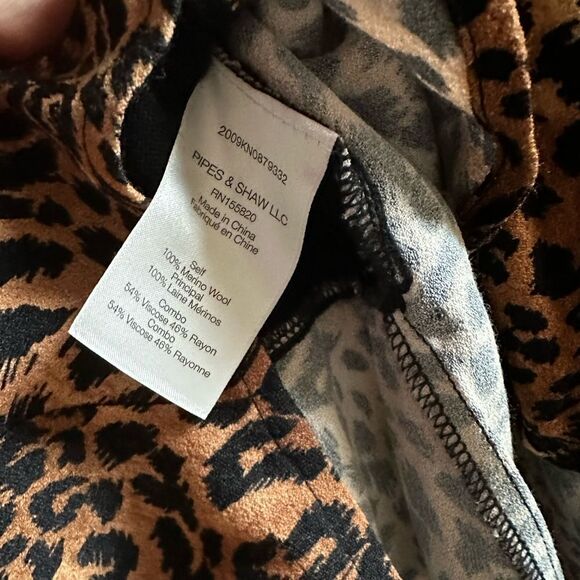 VERONICA Beard Animal Print Layered Sweater Shirt Mixed Media Mocha Mousse NWT - Picture 4 of 10